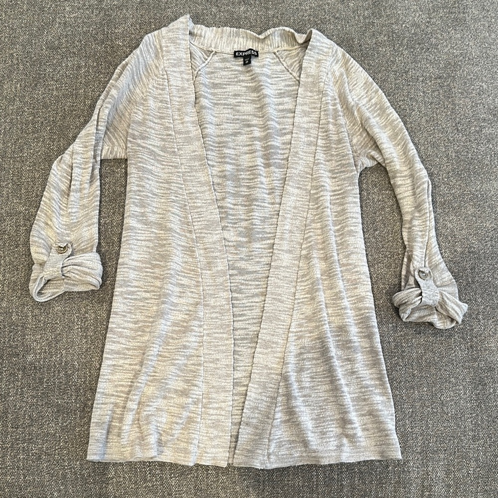 Express khaki/Gray Open Front Cardigan. Size XS